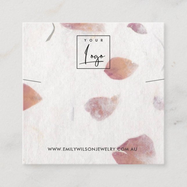 PETAL HANDMADE PAPIER NECKLACE BRACELET DISPLAY QUADRATISCHE VISITENKARTE (Vorderseite)