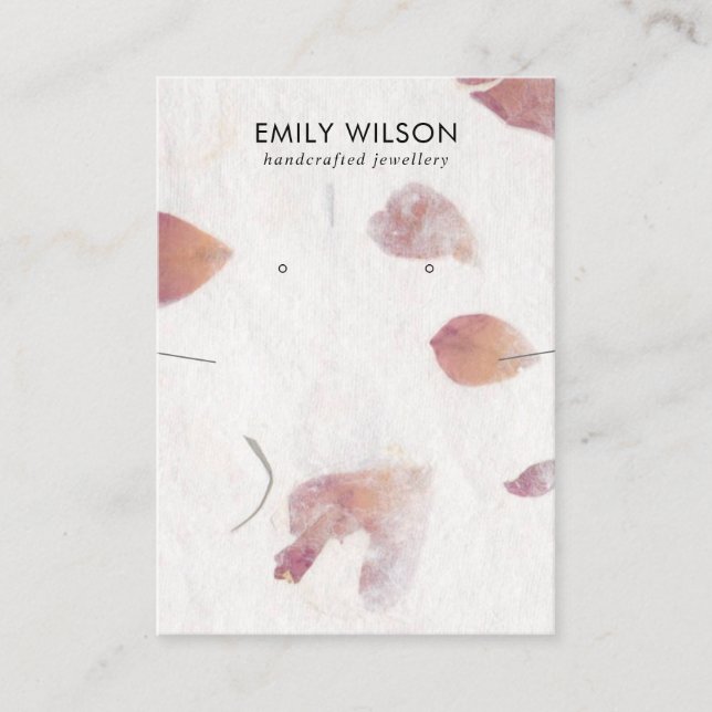 PETAL HANDMADE PAPIER NECKLACE EARRING DISPLAY VISITENKARTE (Vorderseite)