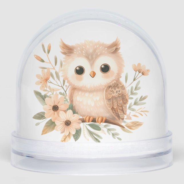 Petal Nest Owl Dreams Schneekugeln (Vorderseite)