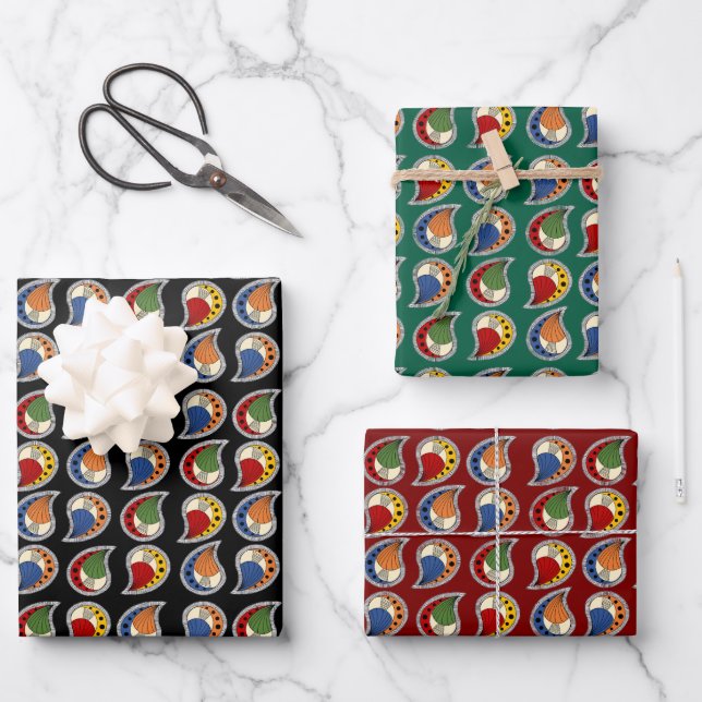 Petal Paisley Rhythmus Geschenkpapier Set (Vorderseite)