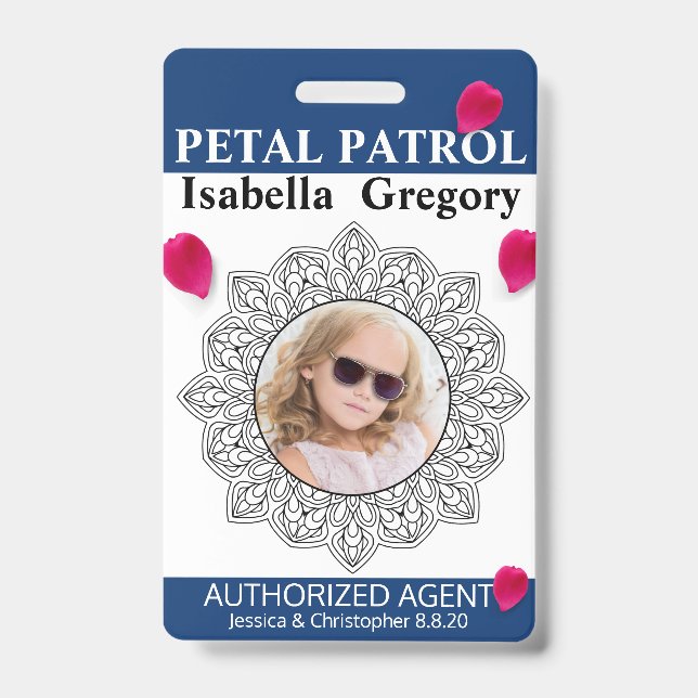 Petal Patrol Flower Girl Abzeichen Ausweis (Vorderseite)