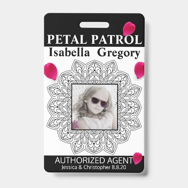 Petal Patrol Flower Girl Abzeichen Ausweis (Vorderseite)