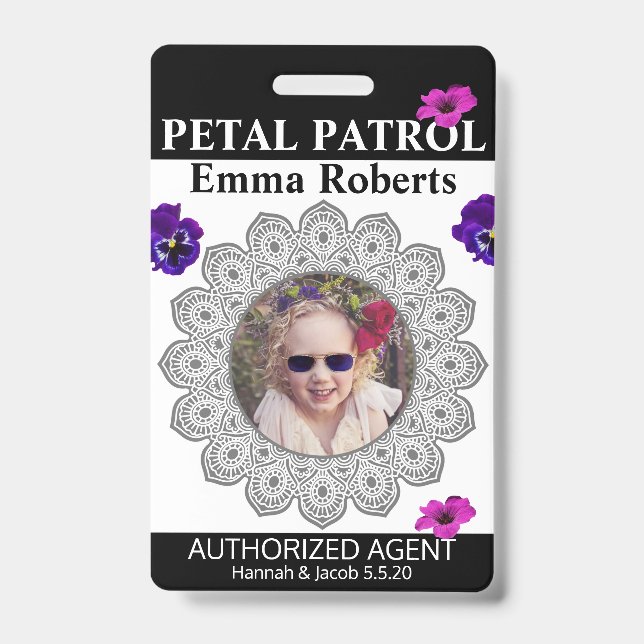 Petal Patrol Flower Girl Abzeichen Ausweis (Vorderseite)