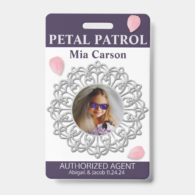 Petal Patrol Flower Girl Abzeichen Ausweis (Vorderseite)