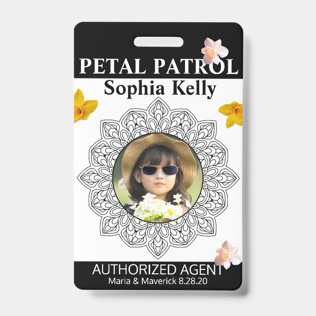 Petal Patrol Flower Girl Abzeichen Ausweis (Vorderseite)