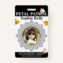 Petal Patrol Flower Girl Abzeichen Ausweis