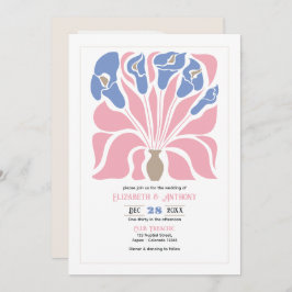 Petal Pink/Cornflower Abstract Floral Boho Wedding Einladung