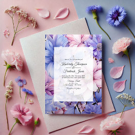 Petal Pink, Cornflower Blue & Mauve Lila Hochzeit Einladung