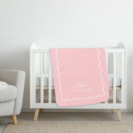 Petal Pink Wavy Border Mit Monogramm Sherpadecke