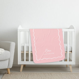 Petal Pink Wavy Border Mit Monogramm Sherpadecke