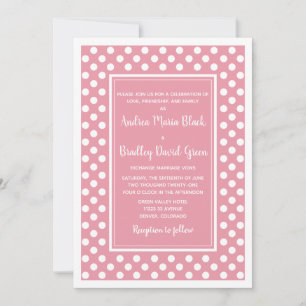 Petal Pink White Polka Dot Wedding Einladung