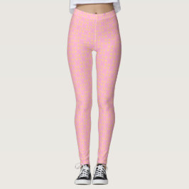 Petal Pop – Pink & Gold Seamless Geometric Pattern Leggings