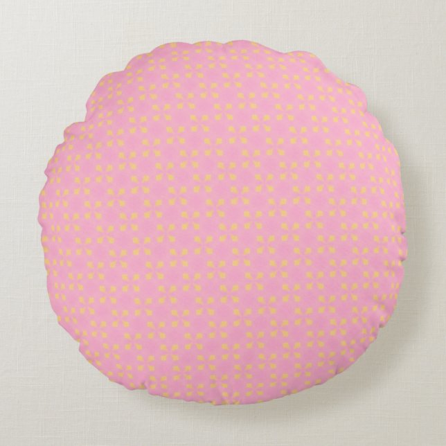 Petal Pop – Pink & Gold Seamless Geometric Pattern Rundes Kissen (Vorderseite)