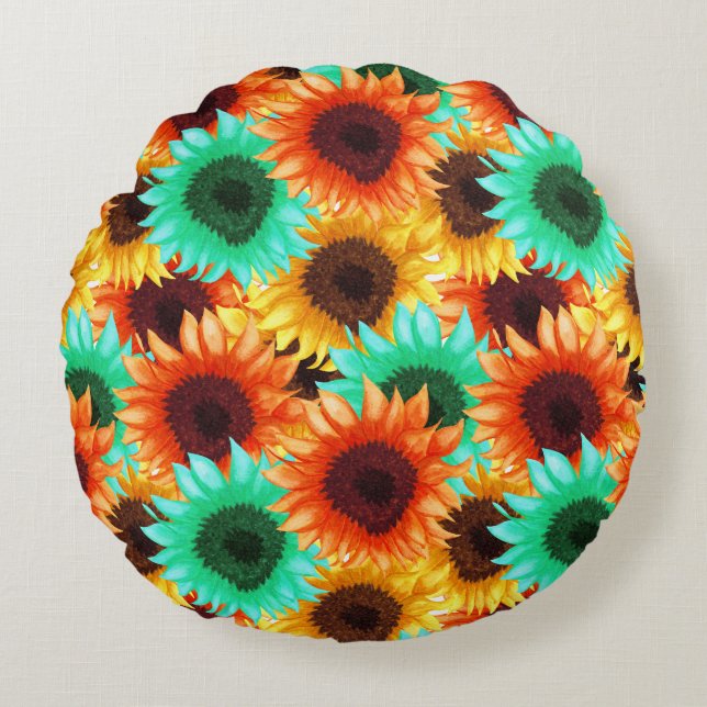 Petal Power Rundes Kissen (Vorderseite)