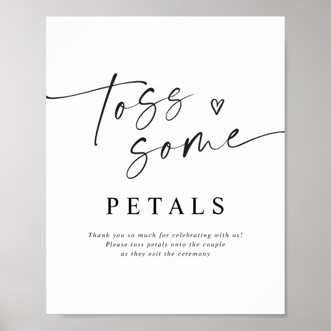 Petal Toss Modern Handwritten Wedding Sign Poster (Vorne)