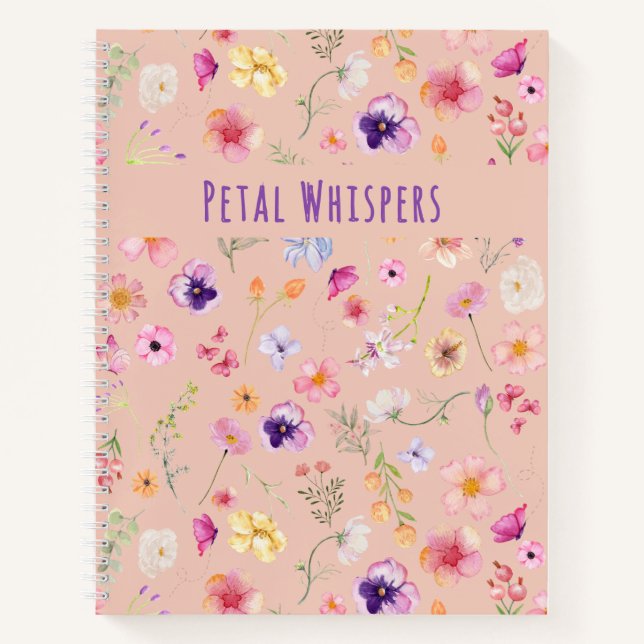 Petal Whispers Notebook - Blush Garden Bliss Notizbuch (Vorderseite)