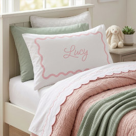 Petale Pink und Weiß gewellte Scallop-Rahmen-Monog Kissenbezug