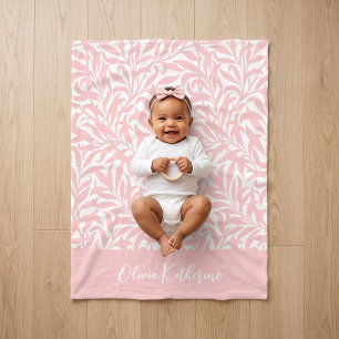Petale Pink Weidenzweig Monogrammiert Fleecedecke
