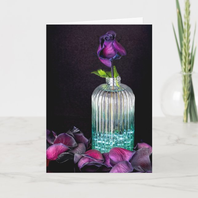 Petalen der lila Rose Dankeskarte (Vorderseite)