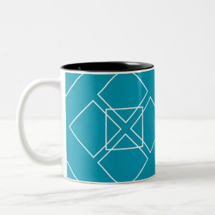 Petalen mit aquamarinem und weißem Quadrat Zweifarbige Tasse