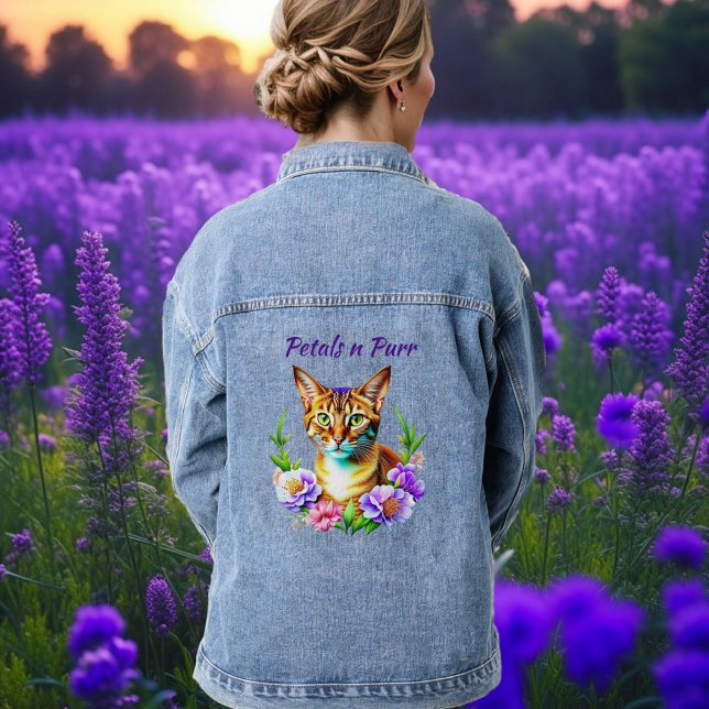 Petalen und Niedliche Katze und Hübsche Blume Jeansjacke (Von Creator hochgeladen)
