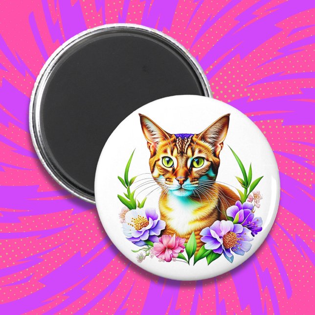 Petalen und Niedliche Katze und Hübsche Blume Magnet (Von Creator hochgeladen)