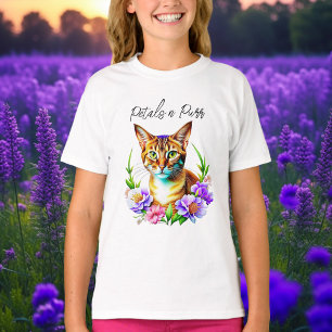 Petalen und Niedliche Katze und Hübsche Blume T-Shirt