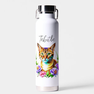 Petalen und Niedliche Katze und Hübsche Blume Trinkflasche