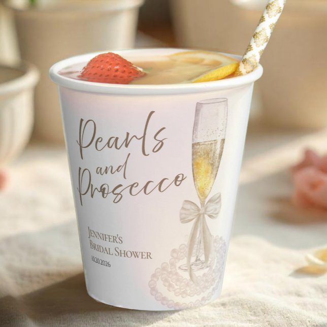 Petalen und Prosecco | Bow Watercolor-Brautparty Pappbecher (Von Creator hochgeladen)