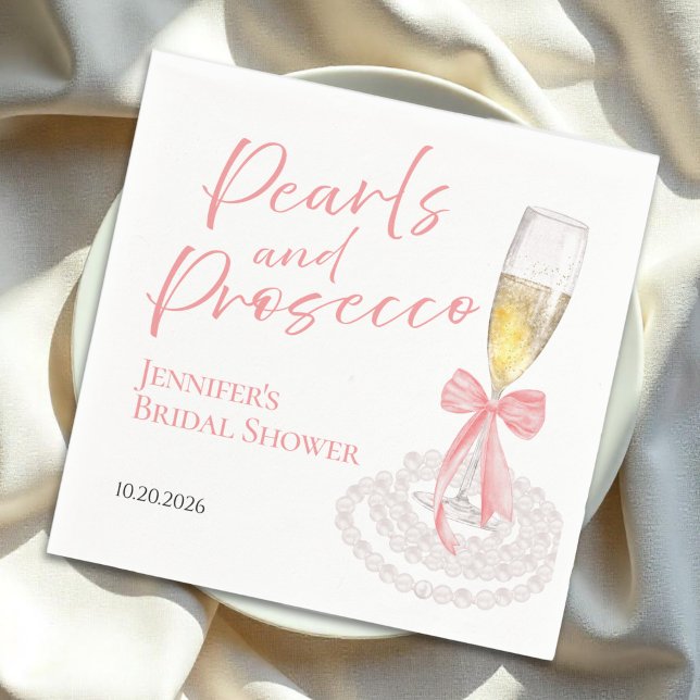 Petalen und Prosecco | Bow Watercolor-Brautparty Serviette (Von Creator hochgeladen)