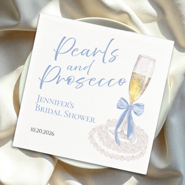 Petalen und Prosecco | Bow Watercolor-Brautparty Serviette (Von Creator hochgeladen)