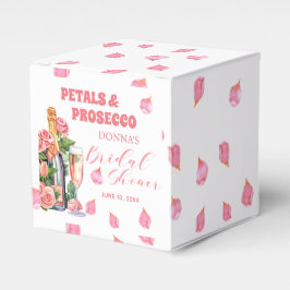 Petalen und Prosecco Flaschen und Rose Brautparty Geschenkschachtel