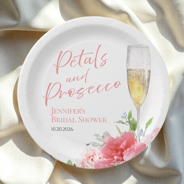 Petalen und Prosecco | Wild Garden Brautparty Pappteller (Von Creator hochgeladen)