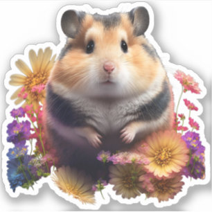 Petalpfähle - Niedliche Floral-Hamster-Aufkleber Aufkleber