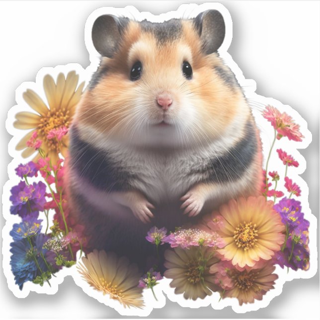 Petalpfähle - Niedliche Floral-Hamster-Aufkleber Aufkleber (Vorderseite)