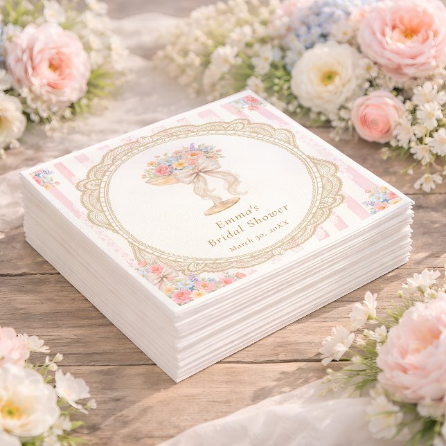 Petals and Prosecco Colorful Floral Bridal Shower  Serviette (Von Creator hochgeladen)