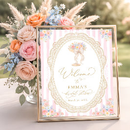 Petals and Prosecco Floral Bridal Shower Welcome Poster