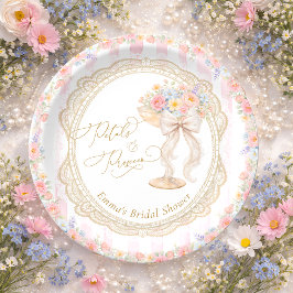 Petals and Prosecco Pink and Gold Bridal Shower Pappteller