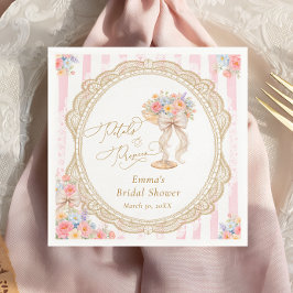 Petals and Prosecco Pink and Gold Bridal Shower  Serviette
