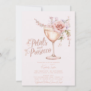 Petals And Prosecco Rosa Brautparty Einladung