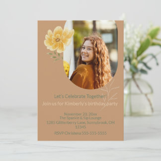 Petals & Joy Photo Birthday Party Invitation Einladung