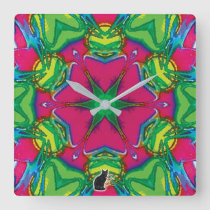 Petals Kaleidoskop Quadratische Wanduhr