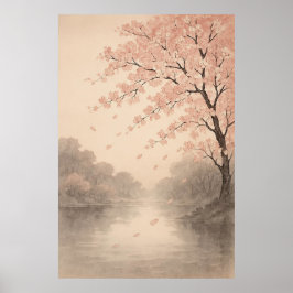 Petals on the River Springtime Serenity Poster