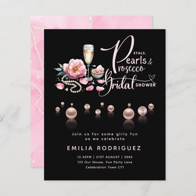 Petals Pearls Prosecco Brautparty (Vorne/Hinten)