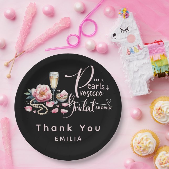 Petals Pearls Prosecco Favors Brautparty Pappteller (Party)