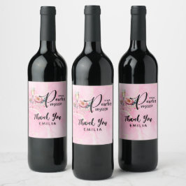 Petals Pearls Prosecco Favors Brautparty Weinetikett