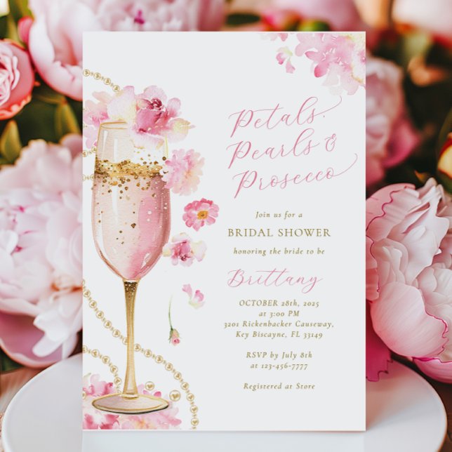 Petals, Perlen & Prosecco Bridal Dusche Einladung (Von Creator hochgeladen)