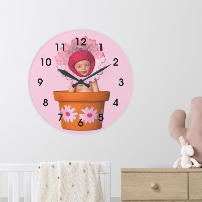 Petals & Playtime Bloom Pink Clock Große Wanduhr (Von Creator hochgeladen)