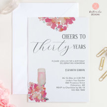 Petals & Prosecco 30. Geburtstag Blumenrosa Chic