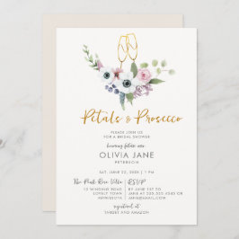 Petals Prosecco Anemones Gold Bubbly Brautparty Einladung